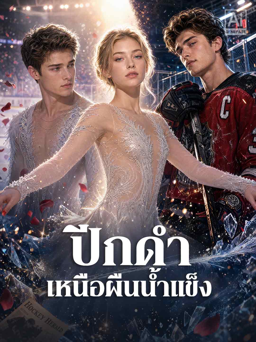ปีกดำเหนือผืนน้ำแข็ง